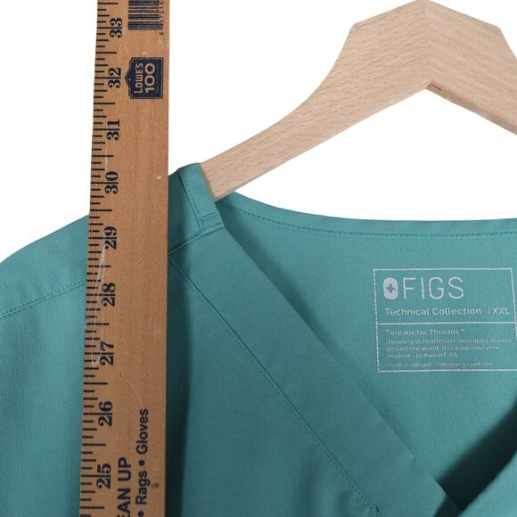 FIGS Technical Collection Scrub Top Size XXL Turquoise V-Neck Pocket Medical - Picture 5 of 6